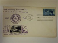 Unique Texas Centennial First Day Cover from 1945