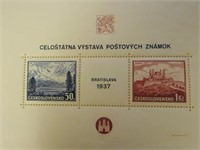 1937 Czechoslovakia miniature stamp sheet