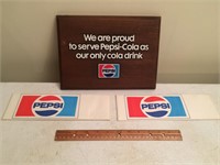 Vintage Pepsi Cola Sign and Paper Hats