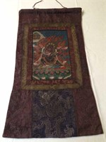 Antique Asian Textile Silk Panel Wall Hanging