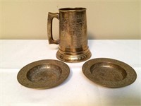 Lot 3 pcs of India Brass, Mug and Small Dishes