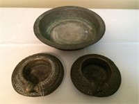 Middle Eastern Brass, Ashtrays and Bowl