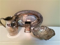Lot of Assorted Silver Plate, Pitcher, Bowls