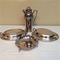 Lot 4 Silver Plate Serving Pieces