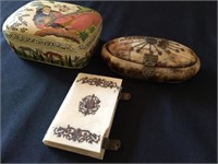 Lot 2 Vintage Trinket Boxes 1 Card Holder