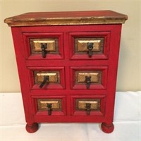 Vintage Red Painted Apothecary Chest