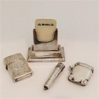 Lot of Small Silver Pieces, Lighters & Calendar