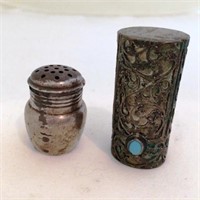 Sterling Silver Lipstick Case and Salt Shaker