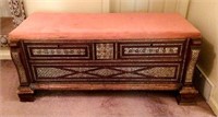 Inlaid Mother of Pearl Chest with Upholstered Top