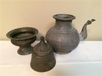 Lot of Middle Eastern Brass, 3 Pots