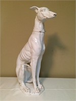 White Glaze Greyhound Dog Statue