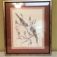 Signed Lithograph "Blue Bonnet Parrots"  Pat Moran
