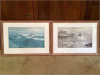 2 Vintage Prints of Naval Ships
