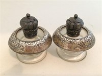 2  Sterling Silver & Crystal Table Lighters
