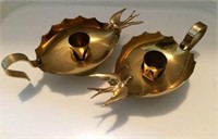 2 Brass Candle Holders Made in Italy