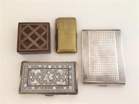 .835 Silver Cigarette Case, 3 Decorated Cases/Box
