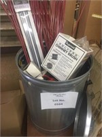 Chimney Sweep Rods, Brushes w/Metal Garbage Can