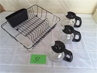 (3) Mr. Coffee carafes,dish rack