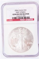 Coin 2006 American Silver Eagle NGC Gem Unc.