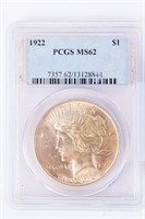 Coin 1922-P Peace Silver Dollar PCGS MS62