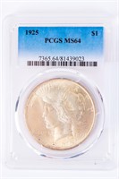 Coin 1925-P Peace Silver Dollar PCGS MS64