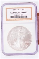 Coin 2007 American Silver Eagle NGC Gem Unc.