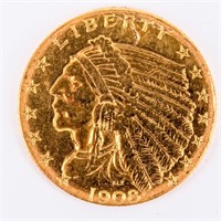 Coin 1908 $2.50 Gold Indian Head Coin