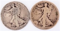Coin 2 Walking Liberty Half $ 1916-P & 1917-S