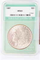 Coin 1887-P Morgan Silver Dollar Certified MS66