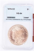 Coin 1878-CC Morgan Silver Dollar MS64 NNC