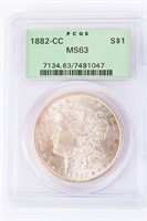 Coin 1882-CC Morgan Silver Dollar Certified MS63