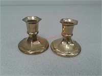 set of 2 brass candlestick holders