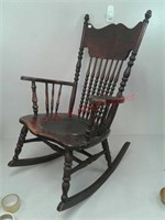 Antique leather seat rocker rocking chair