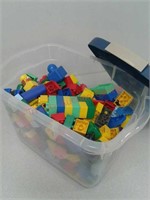 Lego Duplo blocks in Rubbermaid roughneck 19
