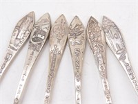 (6) Sterling Silver California Souvenir Spoons