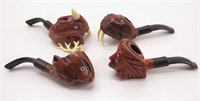 Set of 4 Hand Carved Briar Italian Character Pipes