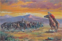 Original Western Oil Painting, by Artist Mark S