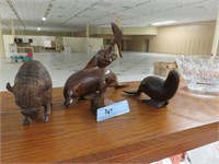 Wooden animal carvings