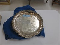 Circular silver plate tray