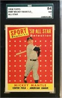 1958 TOPPS #487 MICKEY MANTLE ALL STAR SGC 84