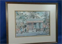 Framed original watercolor Hindsbury Road