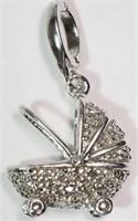 3V- Sterling Diamond Baby Carriage Charm -$375