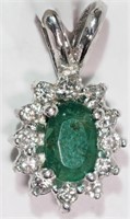 26V- 14k emerald & diamond halo pendant $1,300