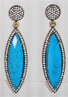 9V- Sterling gold plate turquoise earrings $550