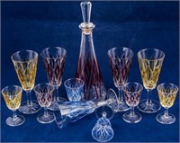 Vintage Bohemian Glass Stemware & Decanter