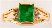 Jewelry 18kt Yellow Gold Green Stone Cocktail Ring
