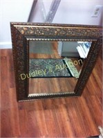 Beveled Mirror w Carved Floral Accent Frame
