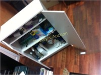 2 Door White Mica Cabinet w Cleaning contents