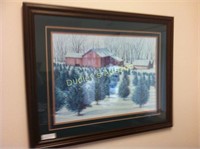 Framed and Matted Winter Scene Print