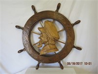 Wood carving profile in ships wheel 33"